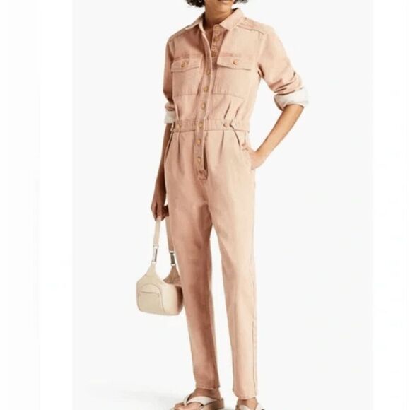 NEW! Triarchy Jumpsuit in Clay One Piece Denim Jumper Lined to Cuff Oversized XS - Picture 1 of 16